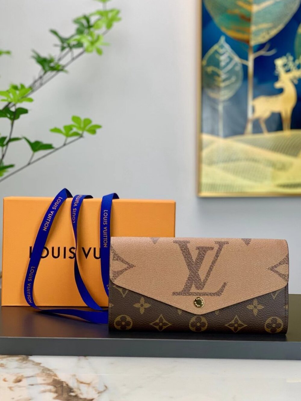 🐧Louis Vuitton Sarah Wallet Monogram Reverse coated canvas